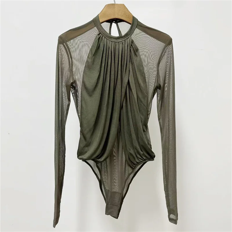 Bodysuit women New semi transparent women's long sleeved top for summer 2026 Irregular pleated slim fit women's corset T-shirt
Bodysuit women New semi transparent women's long sleeved top for summer 2026 Irregular pleated slim fit women's corset T-shirt