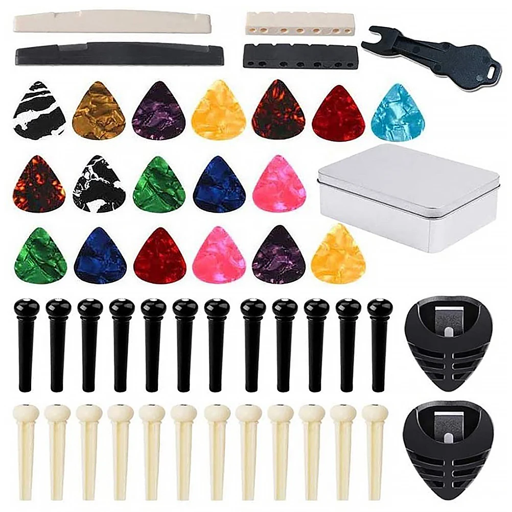 Plastic Guitar Bridge Pin Set Acoustic Pins Puller Kit Tool Storage Box Peg Parts Replacement Guitar Supply Plectrum
Plastic Guitar Bridge Pin Set Acoustic Pins Puller Kit Tool Storage Box Peg Parts Replacement Guitar Supply Plectrum