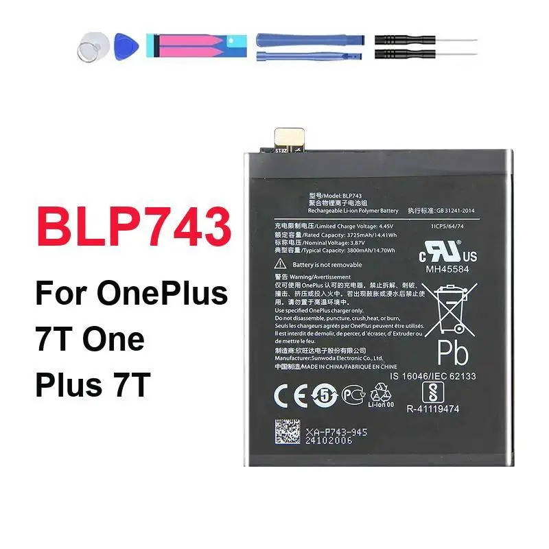 3800mAh For Oneplus 7T One Plus 7T High Quality Mobile Phone Battery BLP743
3800mAh For Oneplus 7T One Plus 7T High Quality Mobile Phone Battery BLP743