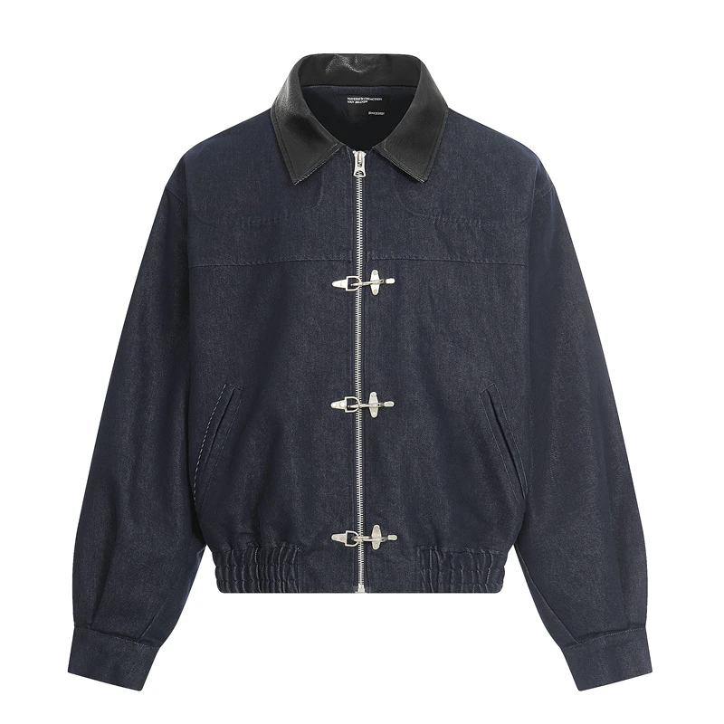 Retro Original Cowhide Denim Jaet Men's Autumn Leather Collar Patchwork Aircrt Bule ort Wide Youth Casual Zipper Jaet
Retro Original Cowhide Denim Jaet Men's Autumn Leather Collar Patchwork Aircrt Bule ort Wide Youth Casual Zipper Jaet