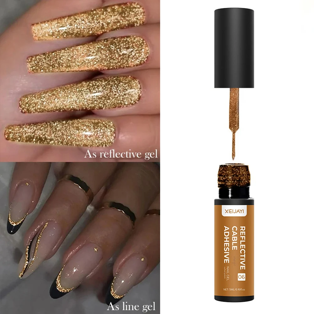5ml Rose Gold Reflective Glitter Liner Nail Gel Polish Super Bright Colorful Liner Gel Painting Stripe DIY Manicure Art Tools
5ml Rose Gold Reflective Glitter Liner Nail Gel Polish Super Bright Colorful Liner Gel Painting Stripe DIY Manicure Art Tools