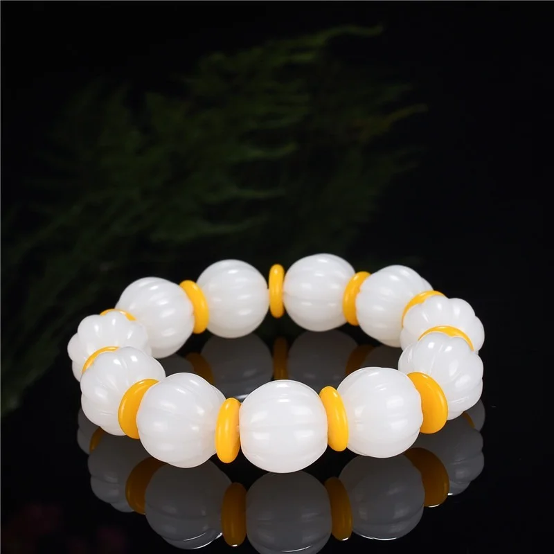 Natural White Jade Round Bead Bracelet Chinese Fashion Charm Jewelry Hand Carved Accessories Amulet Lucky Gifts for Women Men
Natural White Jade Round Bead Bracelet Chinese Fashion Charm Jewelry Hand Carved Accessories Amulet Lucky Gifts for Women Men