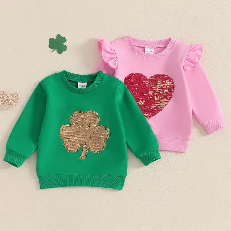 6 Months to 4 Years Kids Baby Girls Sweatshirt Sequined Heart/Shamrock Print Ruffles Long Sleeve Tops for Toddler Cute Clothes
6 Months to 4 Years Kids Baby Girls Sweatshirt Sequined Heart/Shamrock Print Ruffles Long Sleeve Tops for Toddler Cute Clothes