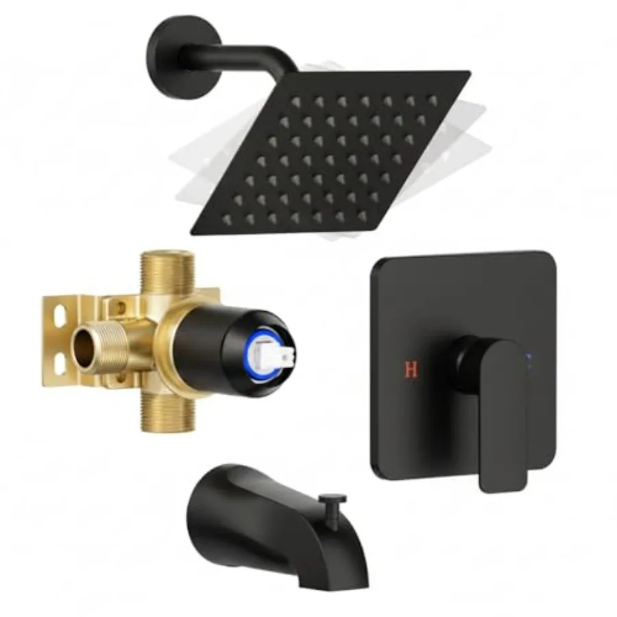 Shower Faucet Set Matte Black, Shower Valve Kit with Bathtub Faucet, Single Handle Tub and Shower Set, High Pressure Head, High
Shower Faucet Set Matte Black, Shower Valve Kit with Bathtub Faucet, Single Handle Tub and Shower Set, High Pressure Head, High
