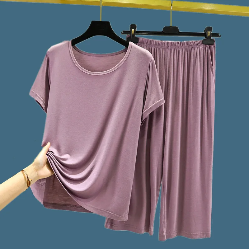 Lightweight Modal Cotton Sleepwear round Neck Short Sleeve Casual Home Clothes Set for Women Comfortable Loose Fit Two Piece ...
Lightweight Modal Cotton Sleepwear round Neck Short Sleeve Casual Home Clothes Set for Women Comfortable Loose Fit Two Piece ...