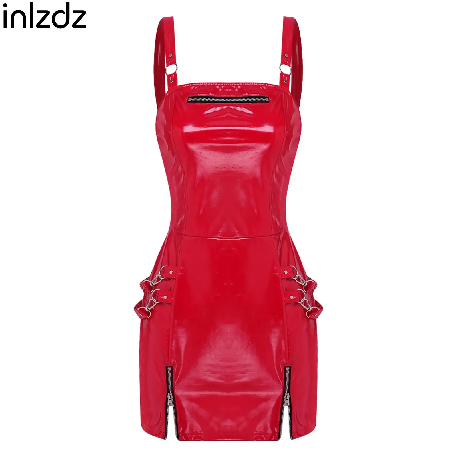 Glossy PU Leather Gothic Punk Dress for Women Sleeveless Bodycon Split Hem Zipper Details Sling Style Dresses for Pole Dancing
Glossy PU Leather Gothic Punk Dress for Women Sleeveless Bodycon Split Hem Zipper Details Sling Style Dresses for Pole Dancing