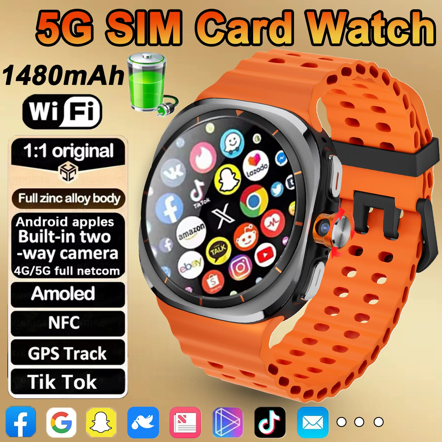 5G Full Netcom Smart Watch 480*480 Amoled 1.6'' Screen Display GPS Google Map WIFI HD Video Call 5MP Camera Smartwatch 2025
5G Full Netcom Smart Watch 480*480 Amoled 1.6'' Screen Display GPS Google Map WIFI HD Video Call 5MP Camera Smartwatch 2025