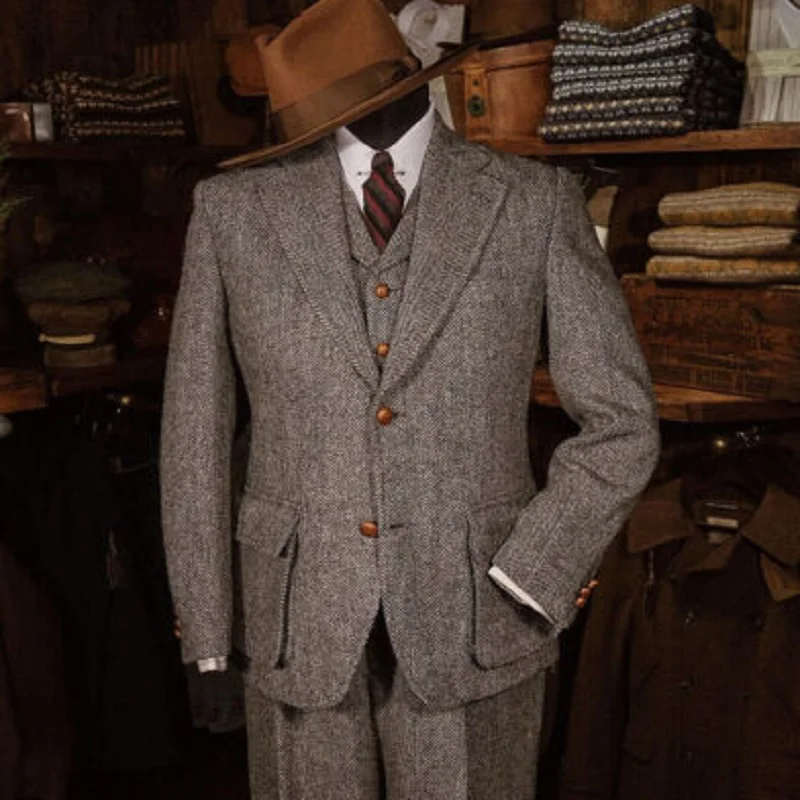 Men's Three Piece Suit Winter Herringbone Wide Lapel Warm Wear Luxury Suits for Men Formal Dresses Pants Sets Elegant Man Suit
Men's Three Piece Suit Winter Herringbone Wide Lapel Warm Wear Luxury Suits for Men Formal Dresses Pants Sets Elegant Man Suit