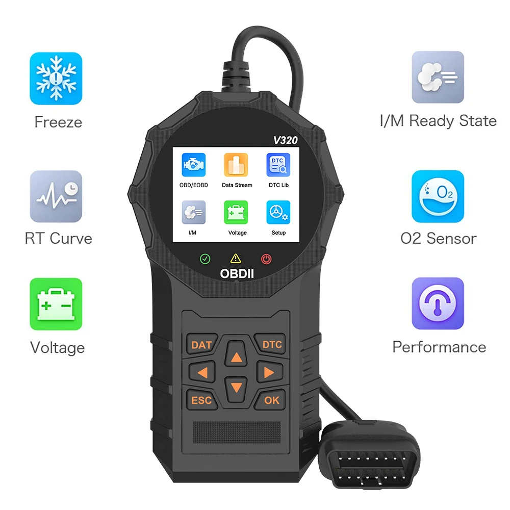 Сканер OBD 2, тестер неисправностей, чистый двигатель, аккумулятор, автомобильные диагностические инструменты, универсальный цифровой дисплей V320, считыватель кодов OBD2 
Сканер OBD 2, тестер неисправностей, чистый двигатель, аккумулятор, автомобильные диагностические инструменты, универсальный цифровой дисплей V320, считыватель кодов OBD2