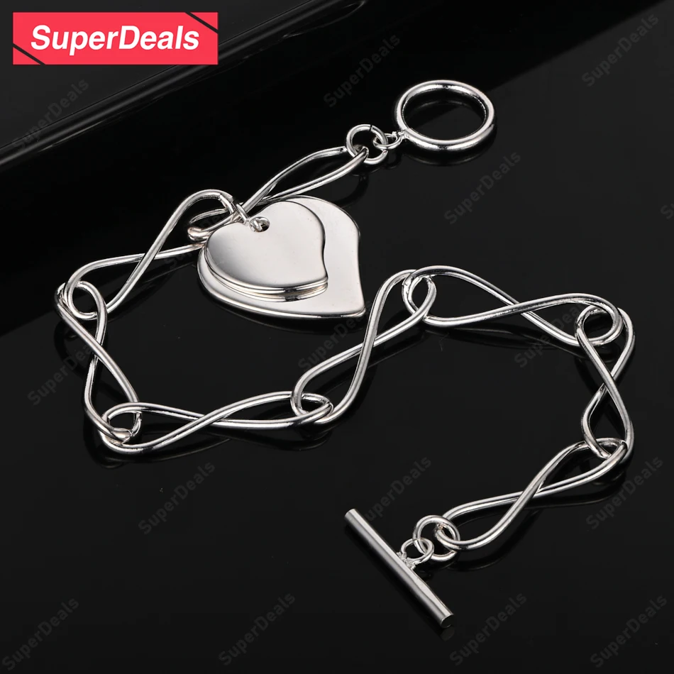 SuperDeals Solid Heart Chain 925 Sterling Silver Bracelet Fashion Jewelry Women Banquet Party Birthday Gift Wedding Accessories
SuperDeals Solid Heart Chain 925 Sterling Silver Bracelet Fashion Jewelry Women Banquet Party Birthday Gift Wedding Accessories