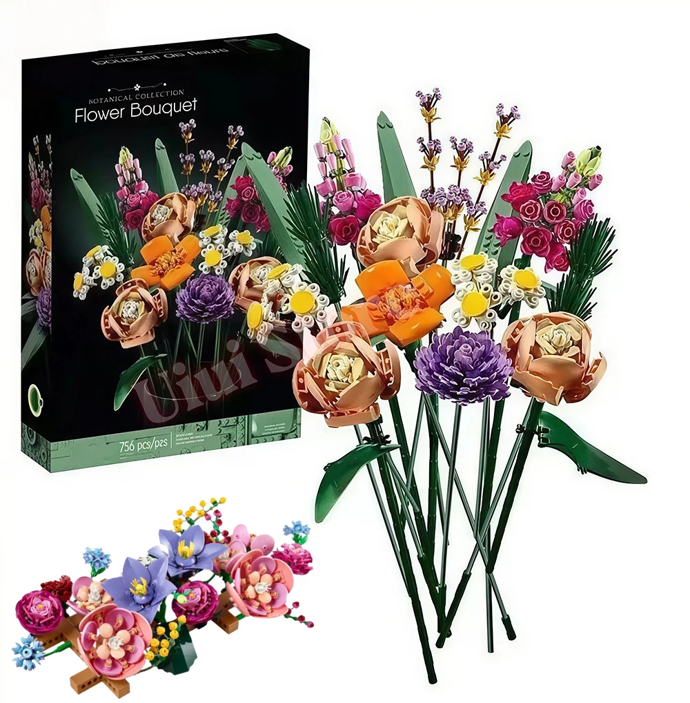Artificial Flower Bouquet Building Set Rose Orchid Potted Plant DIY Building Blocks Eternal Bouquet Model for Mom Wife Home Deco
Artificial Flower Bouquet Building Set Rose Orchid Potted Plant DIY Building Blocks Eternal Bouquet Model for Mom Wife Home Deco