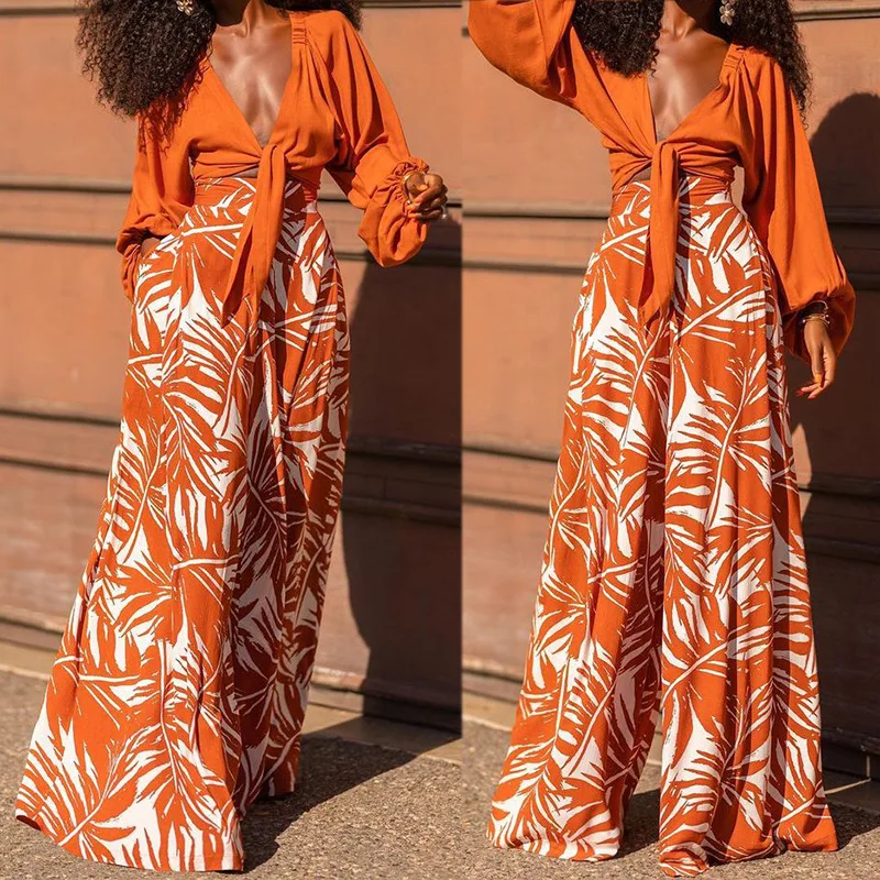 Autumn Women Print Pants Set Woman Vintage Long Sleeve V-neck Shirt and Print Pants Suit 2-Piece Set Female Loose Casual Outfit
Autumn Women Print Pants Set Woman Vintage Long Sleeve V-neck Shirt and Print Pants Suit 2-Piece Set Female Loose Casual Outfit