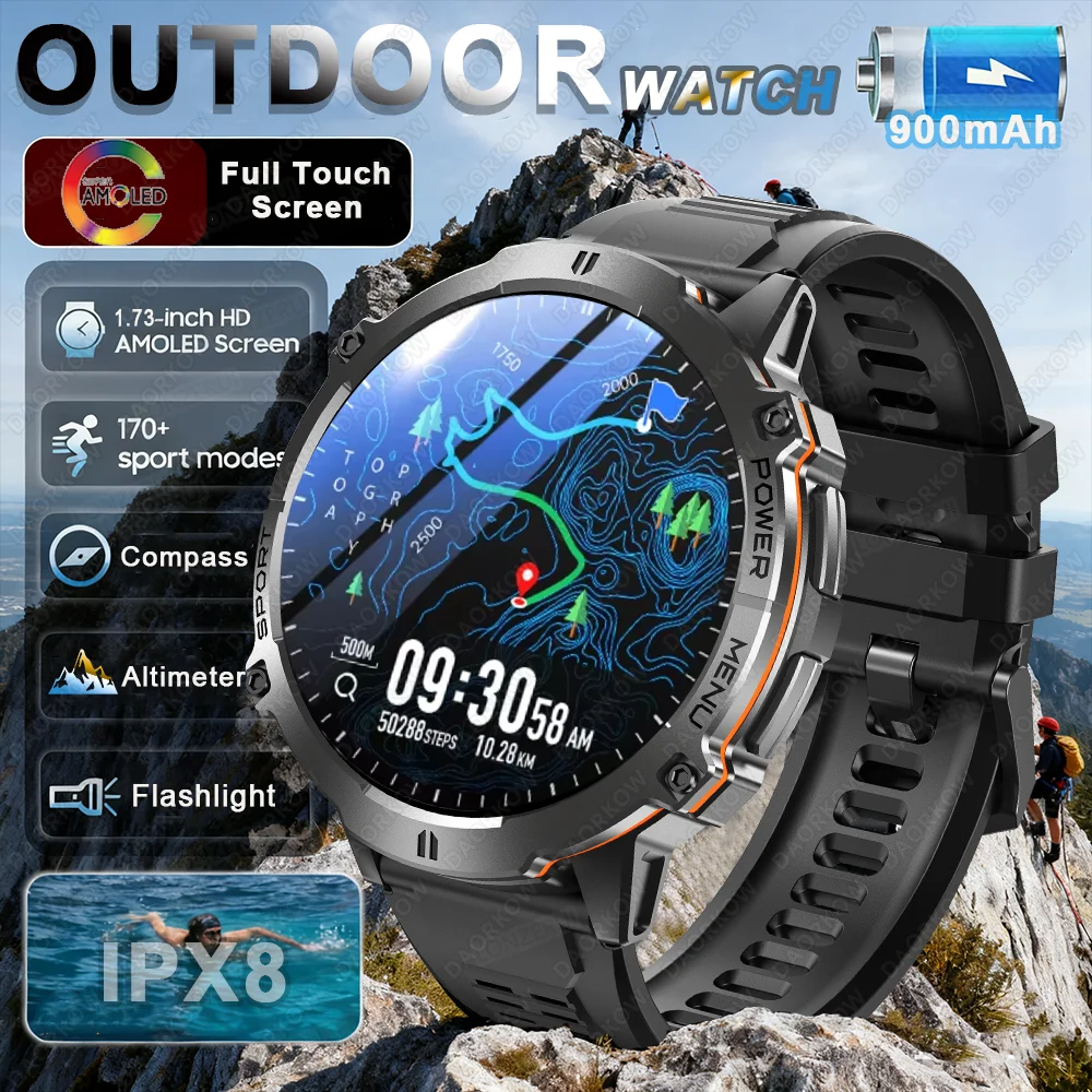 DAORKOW 2025 новые военные мужские умные часы 900 мАч с большой батареей, водонепроницаемый компас, альтиметр, спортивные фитнес-трекеры, умные часы для мужчин
DAORKOW 2025 новые военные мужские умные часы 900 мАч с большой батареей, водонепроницаемый компас, альтиметр, спортивные фитнес-трекеры, умные часы для мужчин