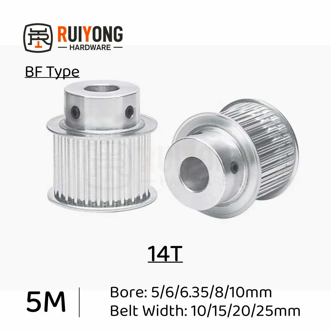 HTD5M Timing Pulley 14Teeth BF Type Bore 5/6/6.35/8/10mm Belt Width10/15/20/25mm 3D printed parts 5GT
HTD5M Timing Pulley 14Teeth BF Type Bore 5/6/6.35/8/10mm Belt Width10/15/20/25mm 3D printed parts 5GT