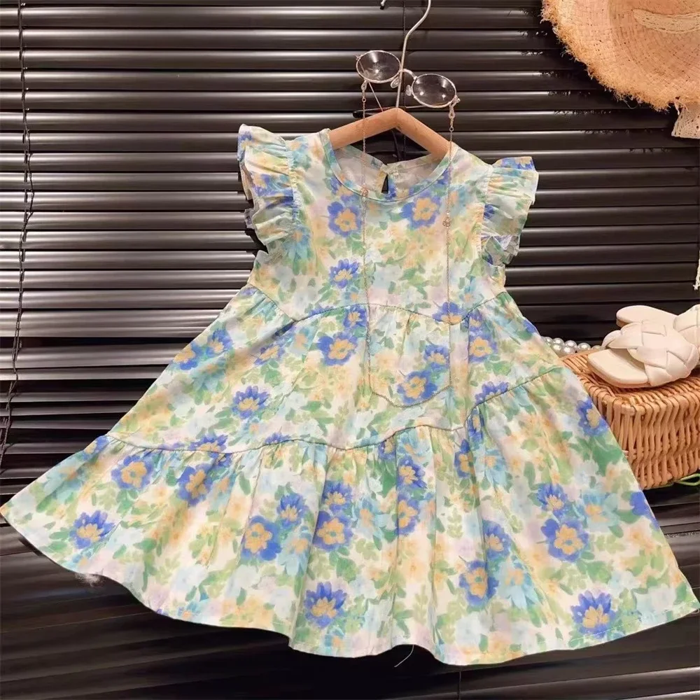 Summer New Flower Girl Dresses Flying Sleeve Round Neck Oil Painting Printed Princess Dress Cute Children's Clothing
Summer New Flower Girl Dresses Flying Sleeve Round Neck Oil Painting Printed Princess Dress Cute Children's Clothing