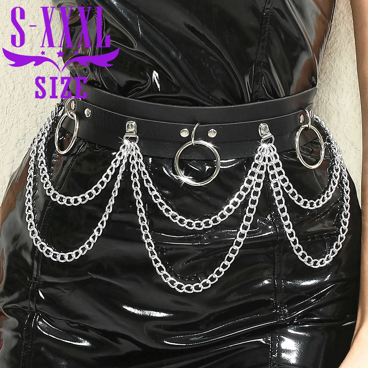 PU leather chain fringe rivet studded belt, Plus Size Belt, Women's Gothic O-Ring Chain Belt, Punk PU Leather Buckle Belts.
PU leather chain fringe rivet studded belt, Plus Size Belt, Women's Gothic O-Ring Chain Belt, Punk PU Leather Buckle Belts.