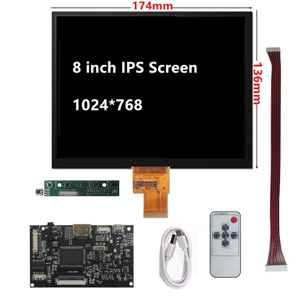 8-дюймовый 4:3 1024x768 IPS-экран, комплект ЖК-монитора с платой драйвера звука, HDMI-совместимый с ноутбуком Raspberry Pi/ПК
8-дюймовый 4:3 1024x768 IPS-экран, комплект ЖК-монитора с платой драйвера звука, HDMI-совместимый с ноутбуком Raspberry Pi/ПК