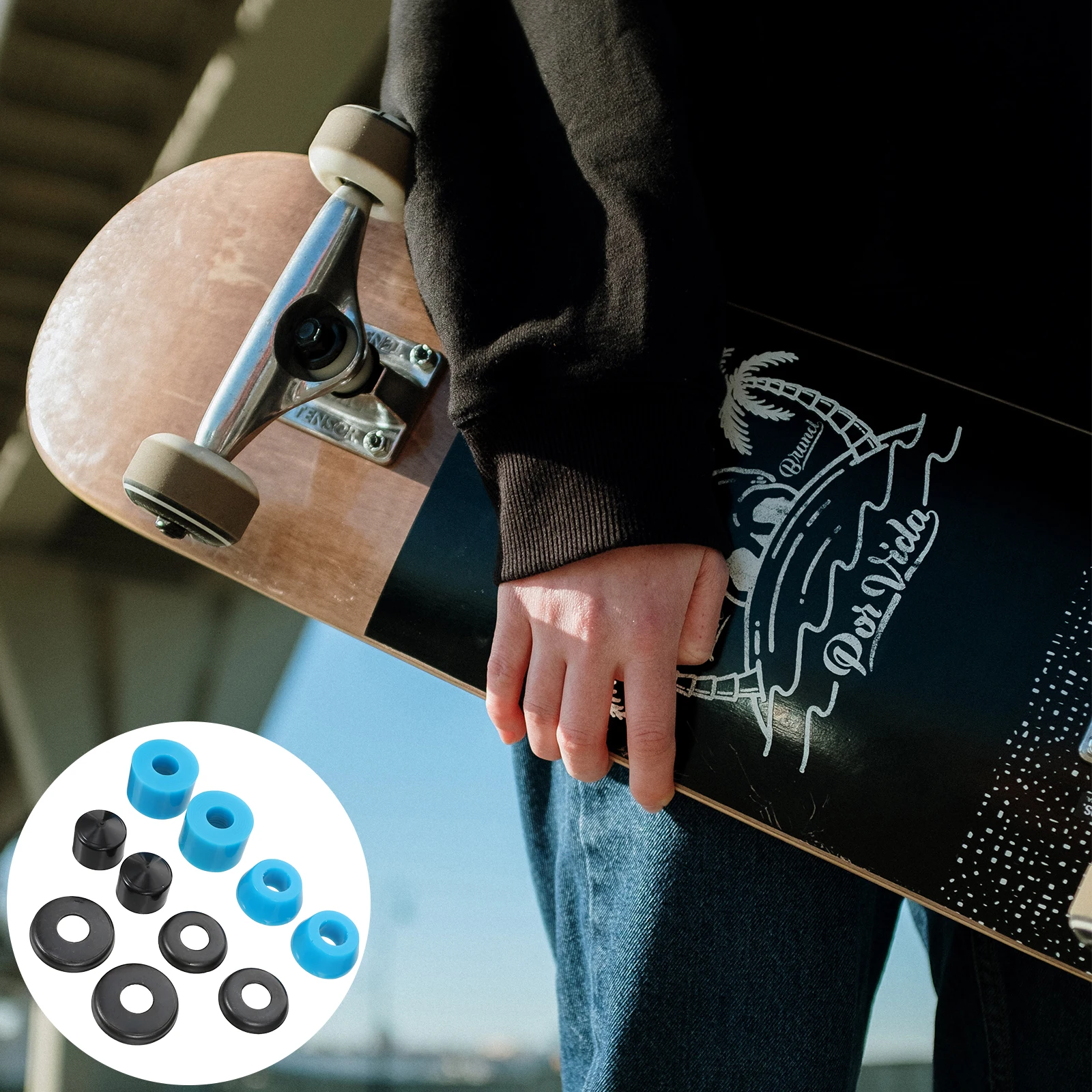Skateboard Shocking Absorber Kit High Quality PU Material Four Wheels Skate Truck Bushing Shockproof Pad Accessories
Skateboard Shocking Absorber Kit High Quality PU Material Four Wheels Skate Truck Bushing Shockproof Pad Accessories