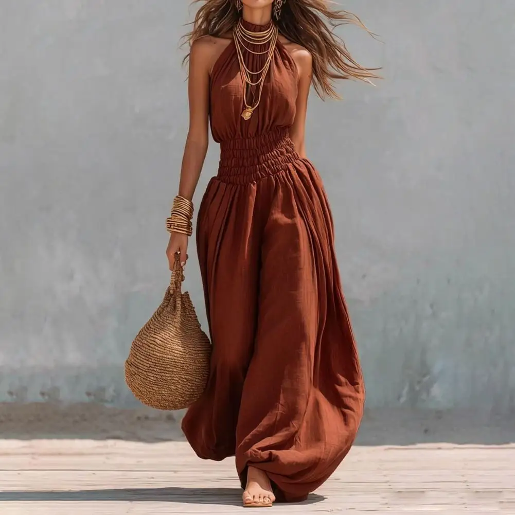 Sleeveless Halter Jumpsuit for Women Loose Lantern Pants Romper Trendy Summer Street Outfit Soft Fabric Vacation Jumpsuit
Sleeveless Halter Jumpsuit for Women Loose Lantern Pants Romper Trendy Summer Street Outfit Soft Fabric Vacation Jumpsuit