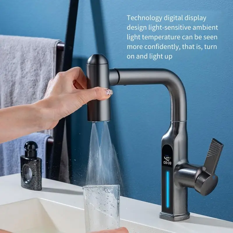 Digital Display Faucet Washbasin Pull-out All-copper Gun Gray Hot and Cold Face Wash Basin Bathroom
Digital Display Faucet Washbasin Pull-out All-copper Gun Gray Hot and Cold Face Wash Basin Bathroom