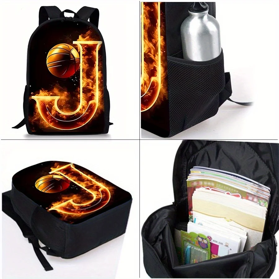 The "J" design of the ball flame print backpack combination,made of lightweight PVC material,and with adjustable shoulder straps
The "J" design of the ball flame print backpack combination,made of lightweight PVC material,and with adjustable shoulder straps