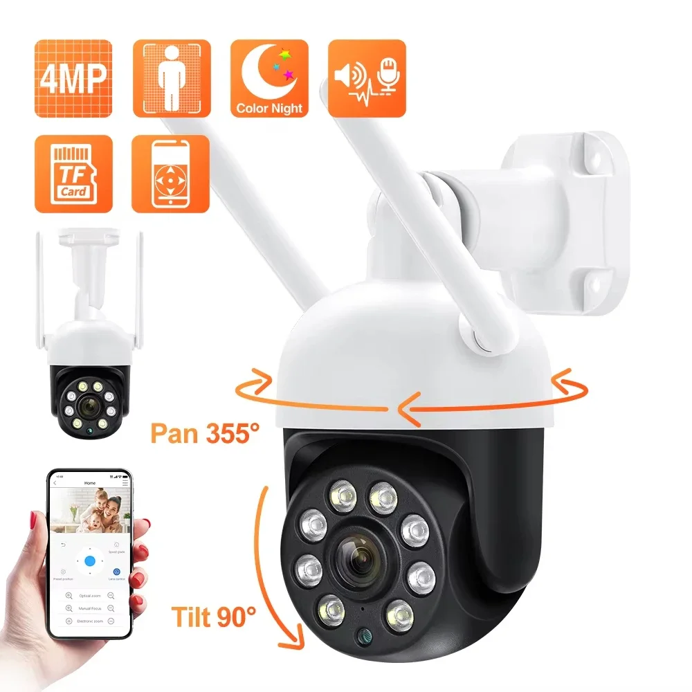 Techage WiFi 4MP PTZ IP камера Двусторонняя аудиосвязь AI Human Detect камера ночного видения Беспроводная P2P камера видеонаблю
Techage WiFi 4MP PTZ IP камера Двусторонняя аудиосвязь AI Human Detect камера ночного видения Беспроводная P2P камера видеонаблю