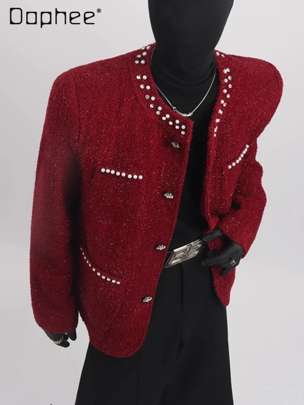 High-end Heavy Industry Rhinestone Beaded Tweed Jackets for Men Korean Style Ins Trend Loose Slimming Jacket Autumn Winter New
High-end Heavy Industry Rhinestone Beaded Tweed Jackets for Men Korean Style Ins Trend Loose Slimming Jacket Autumn Winter New