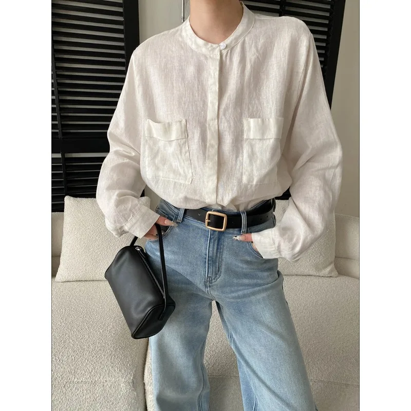 French Style Simple Round-neck Pocket Green Shirt With Collar Casual Long Sleeve Blouse For Women Work Casual Elegant Daily 59I2
French Style Simple Round-neck Pocket Green Shirt With Collar Casual Long Sleeve Blouse For Women Work Casual Elegant Daily 59I2