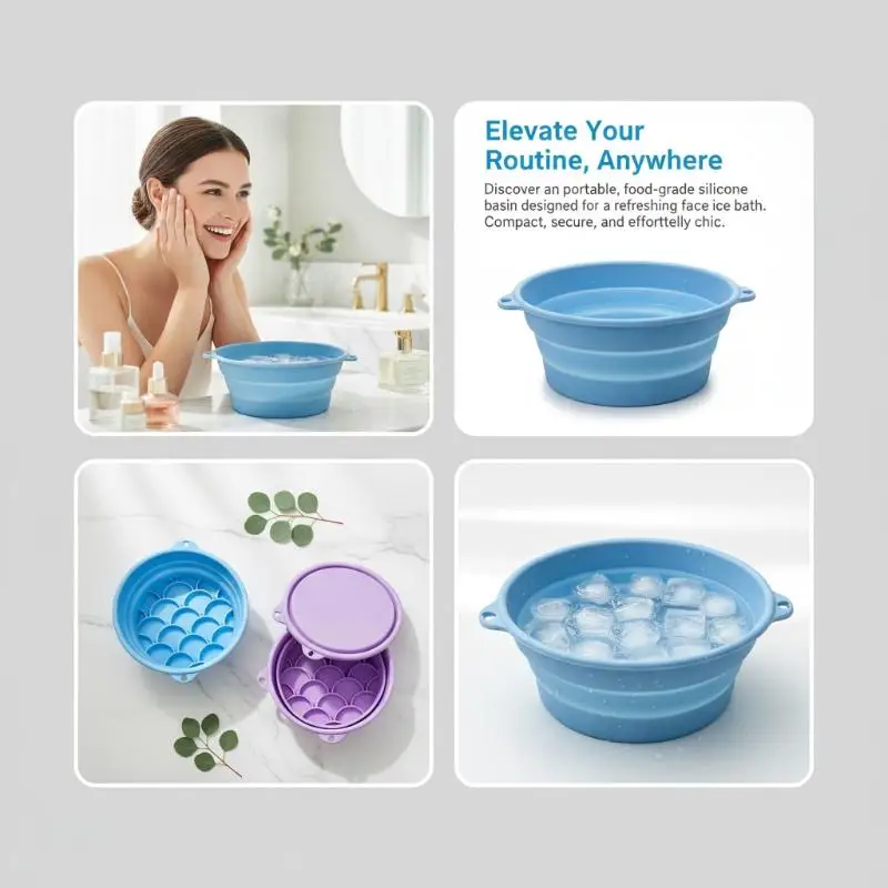Foldable Silicone Face Wash Basin With Built In Ice Tray For Bathroom Accessories Beauty Tools To Reduce Facial Dullness
Foldable Silicone Face Wash Basin With Built In Ice Tray For Bathroom Accessories Beauty Tools To Reduce Facial Dullness