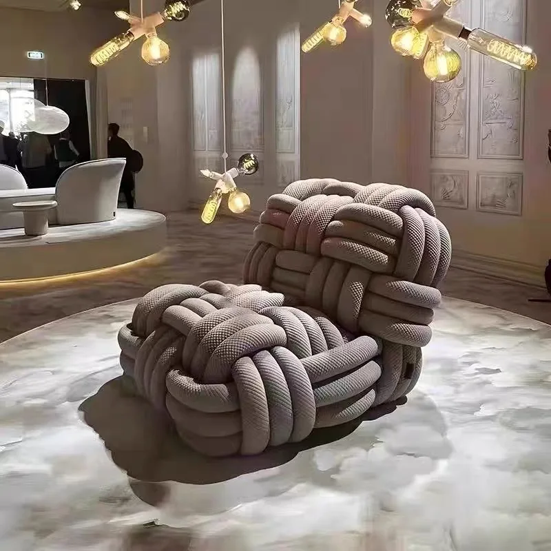 Nordic Knitty knot braided sofa chair living room bedroom designer knitted lounge chair
Nordic Knitty knot braided sofa chair living room bedroom designer knitted lounge chair