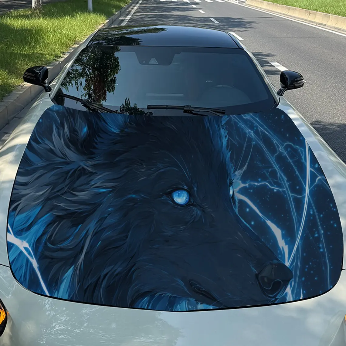 Mystic Black Wolf Ice Majesty PVC Car Engine Hood Vinyl Wraps, Self-Adhesive Waterproof Car Hood Decal Sticker, Car Decoration P
Mystic Black Wolf Ice Majesty PVC Car Engine Hood Vinyl Wraps, Self-Adhesive Waterproof Car Hood Decal Sticker, Car Decoration P