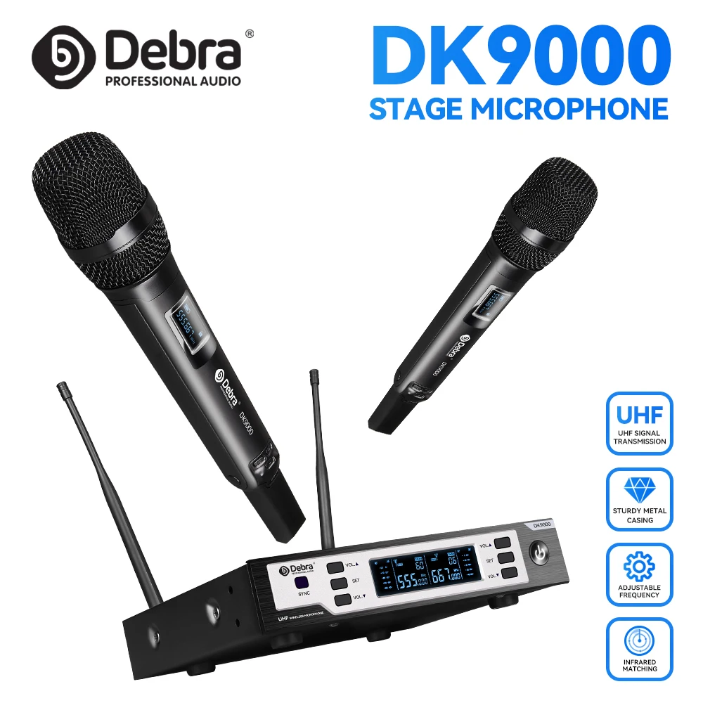 Debra DK9000 UHF Wireless Microphone System, UHF Multi-Channel Auto-Frequency Microphone for Churches, Karaoke, and Bands
Debra DK9000 UHF Wireless Microphone System, UHF Multi-Channel Auto-Frequency Microphone for Churches, Karaoke, and Bands
