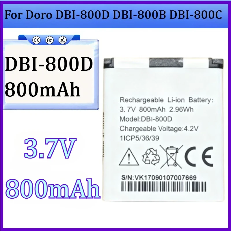 New DBI-800D 3.7V 800mAh High Quality Battery for Doro DBI-800D DBI-800B DBI-800C 3.7V 800mAh Battery
New DBI-800D 3.7V 800mAh High Quality Battery for Doro DBI-800D DBI-800B DBI-800C 3.7V 800mAh Battery