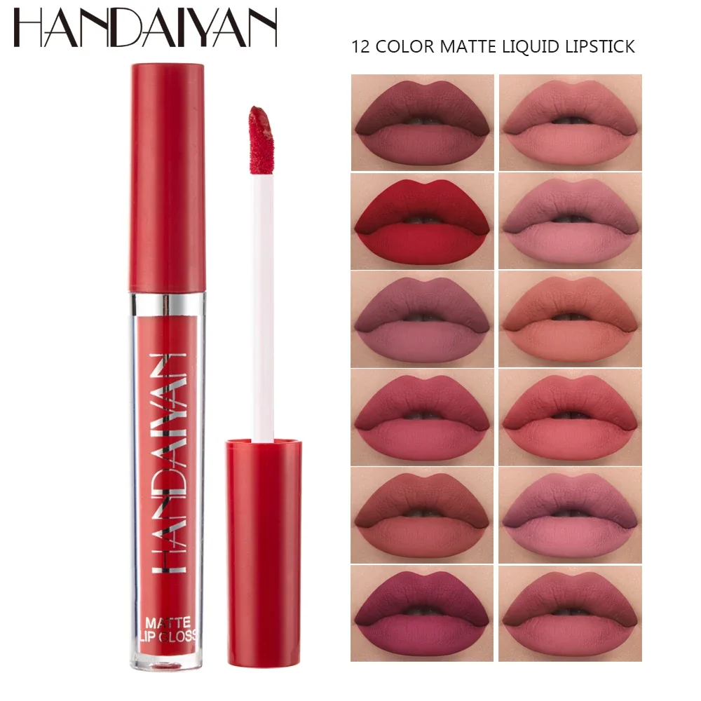 12 Color Matte Lip Gloss Soft Long Lasting Waterproof Red Nude Velvet Liquid Lipstick Sexy Women Beauty Makeup Lip Glaze