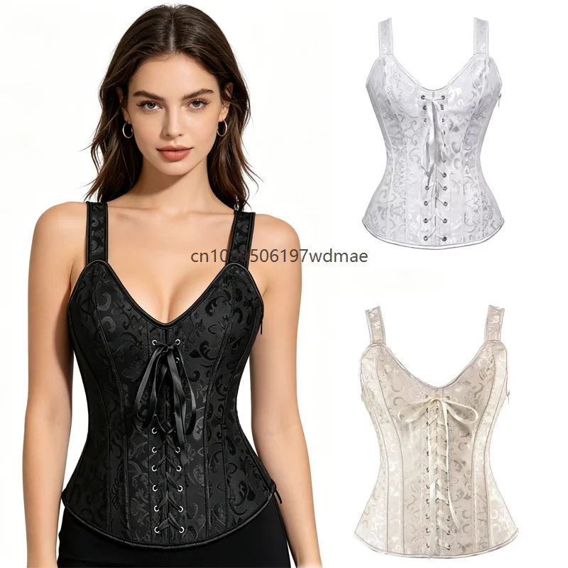 Sexy Shoulder Straps Corset Bustier Gothic Cosplay Vintage Women Overbust Waist Slimming Floral Tie-strap Bustier Corselete
Sexy Shoulder Straps Corset Bustier Gothic Cosplay Vintage Women Overbust Waist Slimming Floral Tie-strap Bustier Corselete