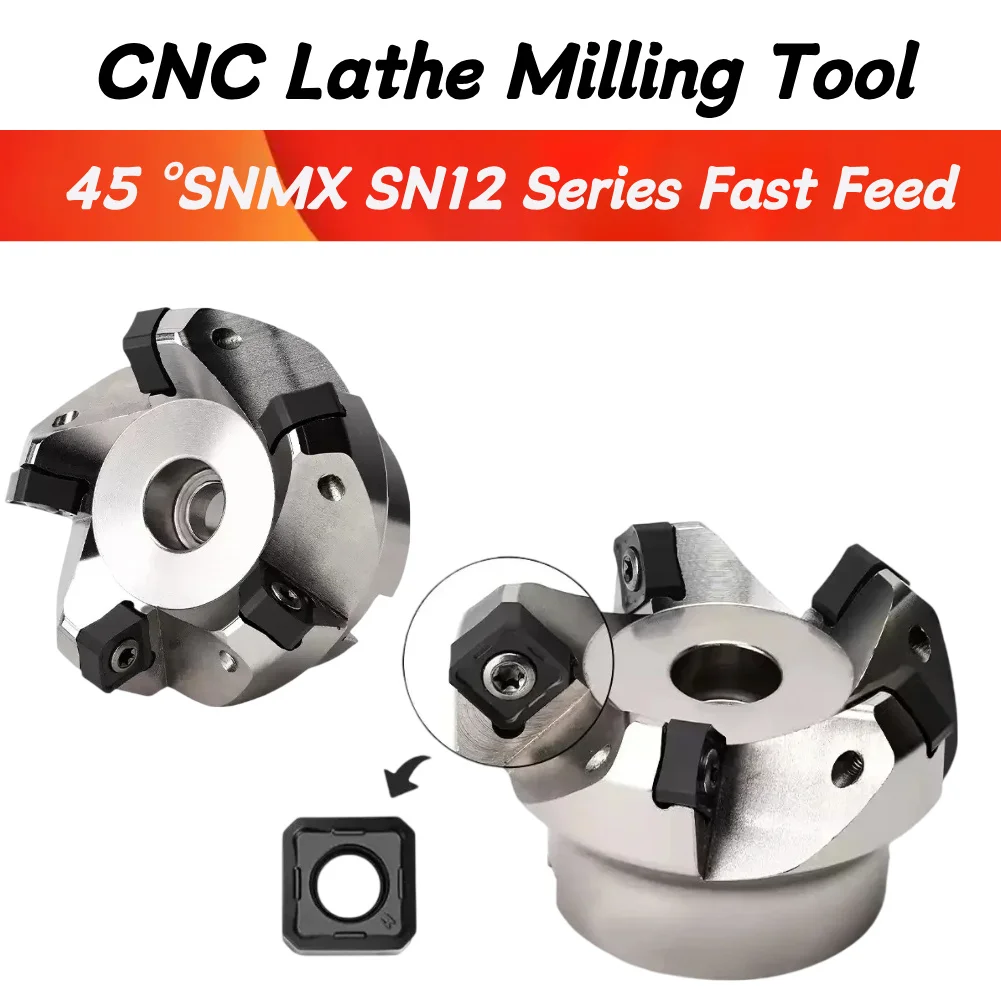 45° SNMX SN12 Series Fast Feed Milling Cutter Disc, SN12-50/63/80/100/125/160mm, High Efficiency Rough Cutting Disc, CNC Lathe M
45° SNMX SN12 Series Fast Feed Milling Cutter Disc, SN12-50/63/80/100/125/160mm, High Efficiency Rough Cutting Disc, CNC Lathe M