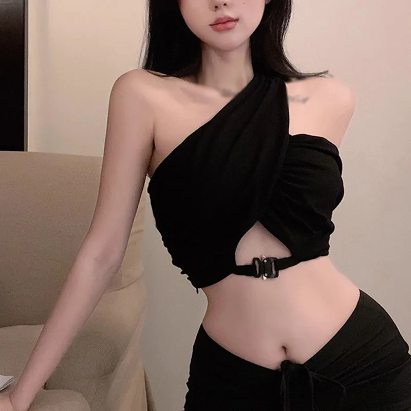 Женская кофта летняя с воротником на одно плечо, без рукавов 
Женская кофта летняя с воротником на одно плечо, без рукавов