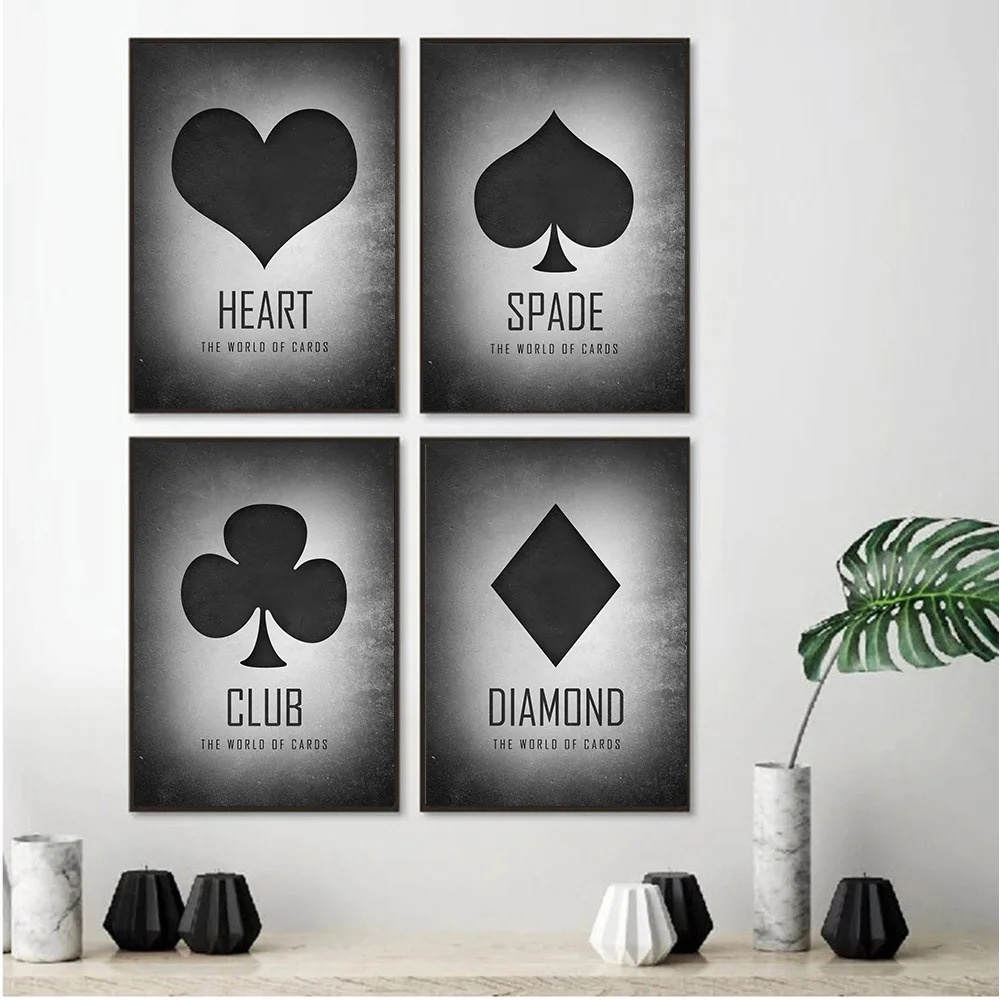 Vintage Black White Poker Card Wall Art Poster Printing Picture And Canvas Painting For Living Room Bedroom Bar Home Decor Gift
Vintage Black White Poker Card Wall Art Poster Printing Picture And Canvas Painting For Living Room Bedroom Bar Home Decor Gift