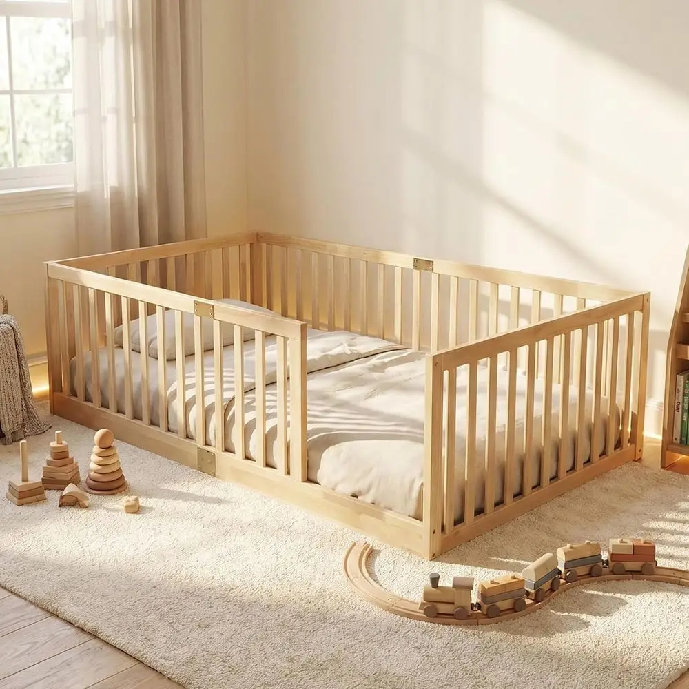 Twin Size Floor Bed with 21.5 High Rails, 6 Slats, Easy Assembly, Natural Finish (Twin, No Door)
Twin Size Floor Bed with 21.5 High Rails, 6 Slats, Easy Assembly, Natural Finish (Twin, No Door)