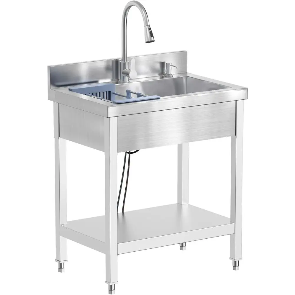 27 Inch Stainless Steel Utility Sink - Commercial Grade Single Bowl with Hot/Cold Faucet, Hoses, and Drain Kit for Kitchens, Bat
27 Inch Stainless Steel Utility Sink - Commercial Grade Single Bowl with Hot/Cold Faucet, Hoses, and Drain Kit for Kitchens, Bat