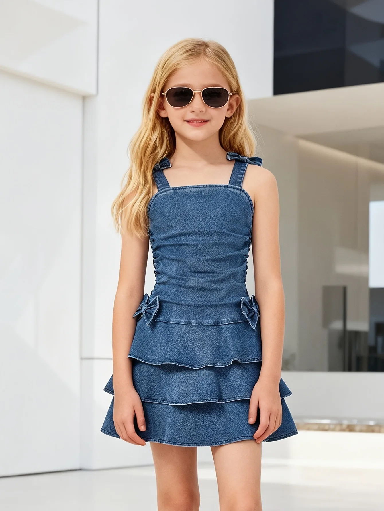 Comfy Kids Girls Denim Dress, Soft Stretchy Fabric Sleeveless Tiered Ruffle Dress for Daily & Vacation
Comfy Kids Girls Denim Dress, Soft Stretchy Fabric Sleeveless Tiered Ruffle Dress for Daily & Vacation