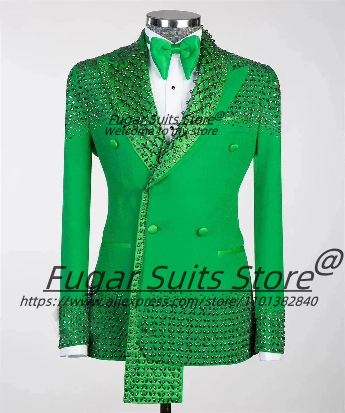 Fashion Shiny Crystal Beaded Men Suits Customized Double Breasted Groom Wedding Tuxedos 2 Pcs Set Male Prom Blazers Ropa Hombre
Fashion Shiny Crystal Beaded Men Suits Customized Double Breasted Groom Wedding Tuxedos 2 Pcs Set Male Prom Blazers Ropa Hombre