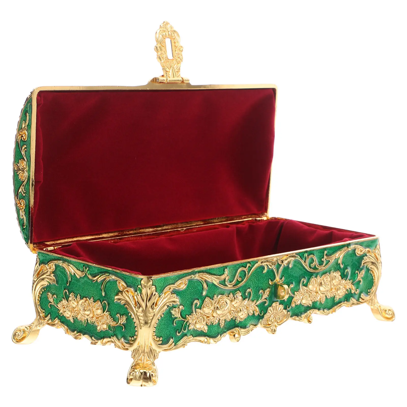 European Style Footed Vintage Jewelry Box Alloy Trinket Organizer Decorative Jewelry Storage Case for Vanity Dresser
European Style Footed Vintage Jewelry Box Alloy Trinket Organizer Decorative Jewelry Storage Case for Vanity Dresser