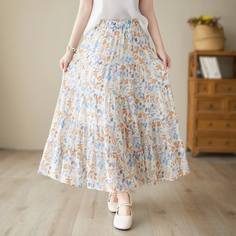 Elegant Chiffon Pleated Skirt High Waist A-Line Thin Five Layers Large Flounce Cake Skirt Spring Summer Ladies Midi Skirt
Elegant Chiffon Pleated Skirt High Waist A-Line Thin Five Layers Large Flounce Cake Skirt Spring Summer Ladies Midi Skirt