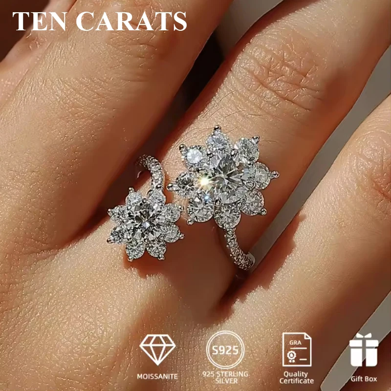 TEN CARATS 1-2CT Luxury Flower Moissanite Ring for Women 925 Sterling Silver Round Cut Cluster Engagement Wedding Jewelry Gift
TEN CARATS 1-2CT Luxury Flower Moissanite Ring for Women 925 Sterling Silver Round Cut Cluster Engagement Wedding Jewelry Gift