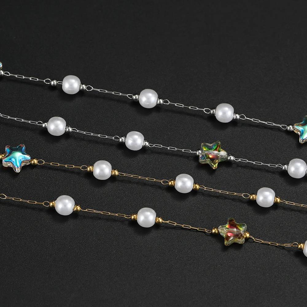 1Meter 8.5mm Stainless Steel Star Shape Imitation Pearl Beads Chains for DIY Necklace Bracelets Jewelry Making Accessories
1Meter 8.5mm Stainless Steel Star Shape Imitation Pearl Beads Chains for DIY Necklace Bracelets Jewelry Making Accessories
