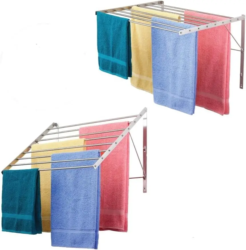 Wall Mounted Clothes Drying Rack with 20 Linear Feet and 8 Stainless Steel Rods for Heavy Towels and Delicates
Wall Mounted Clothes Drying Rack with 20 Linear Feet and 8 Stainless Steel Rods for Heavy Towels and Delicates