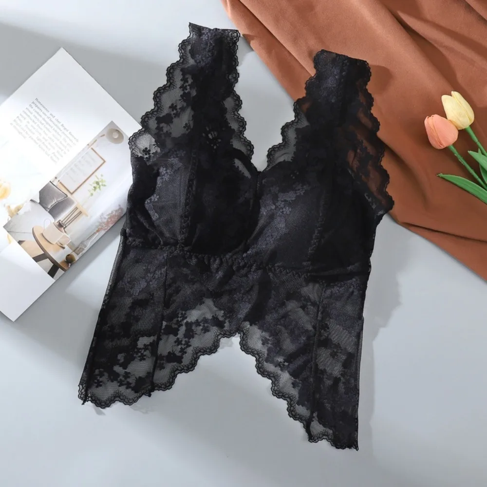 Elegant Hollow Lace Camisole V Neck Transparent Crop Tops Ruffled Butterfly Backless Undershirt Vest Women
Elegant Hollow Lace Camisole V Neck Transparent Crop Tops Ruffled Butterfly Backless Undershirt Vest Women