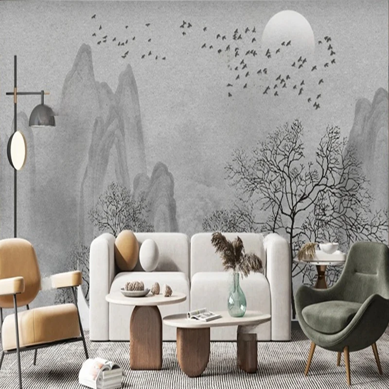 Custom Mural Wallpaper for Living Room Elegant New Chinese Style Minimalist Black and White Ink Tree Mountain Landscape Wall Art
Custom Mural Wallpaper for Living Room Elegant New Chinese Style Minimalist Black and White Ink Tree Mountain Landscape Wall Art