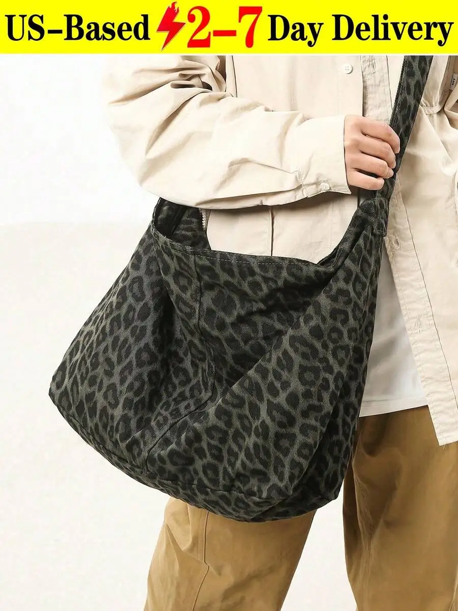 Large Leopard Print Canvas Tote Bag With Adjustable Crossbody Strap For Women
Large Leopard Print Canvas Tote Bag With Adjustable Crossbody Strap For Women